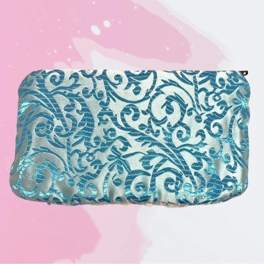 Essential Oil Waterproof- Teal Paisley Print Satin